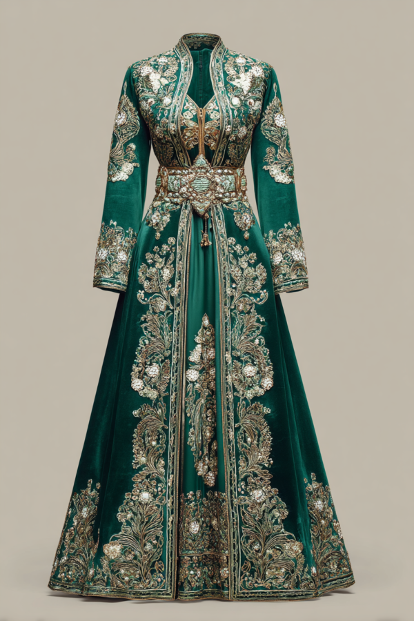 Takchita marocaine élégante en ivoire et or